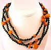 BN6 long green/squash facet carved bead necklace